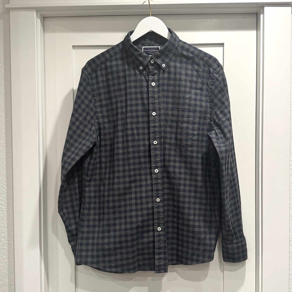Men’s Charles Tyrwhitt Long Sleeve Checkered Button Down EUC Large Slim
